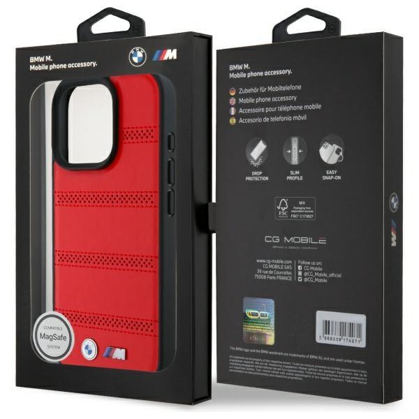 Bmw Bmhmp16X23Puspr Iphone 16 Pro Max    6.9 Czerwony/Red Hardcase M Perforated And Stitched Line Magsafe