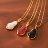 Phoenix Trend Light Luxury Neck Jewelry 18K Gold Plated Faux Baroque Pearl Style Pendant Necklace