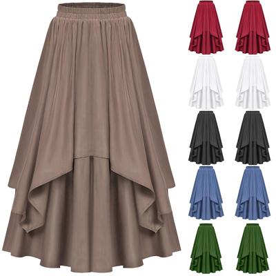 Women's  Casual Court Style Vintage Solid Color Irregular  Skirt