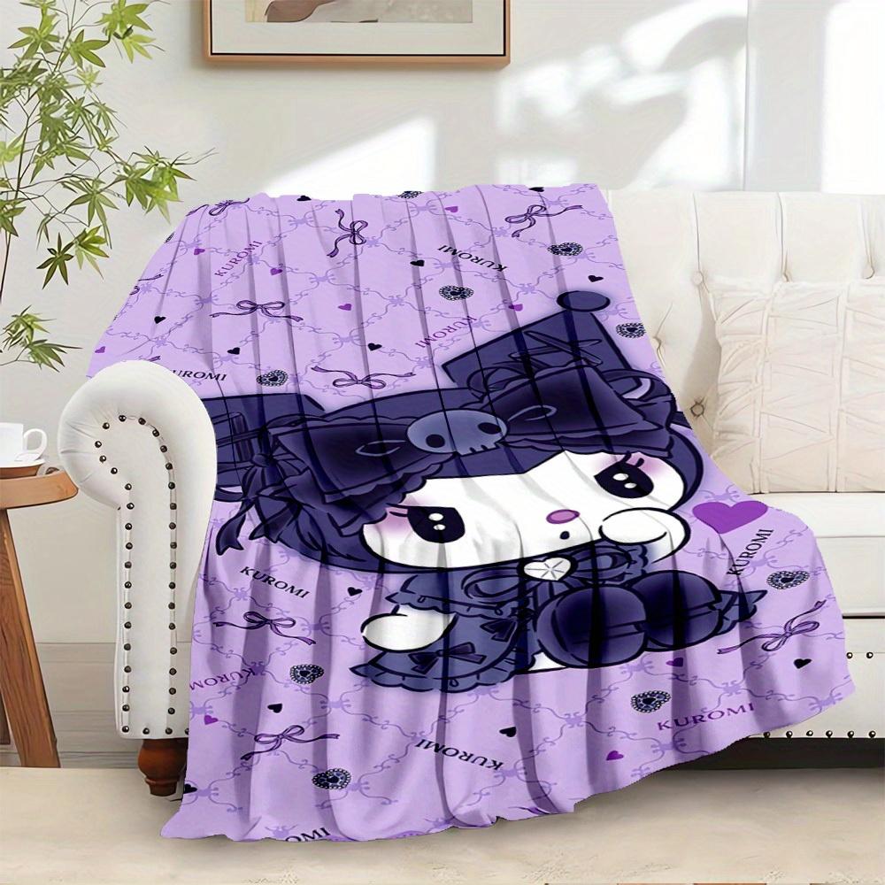 

1pc Cute Cat Home Flannel Blanket with Bow Purple Background - Seasonal Universal Comfort Washable Gift for All Ages, Suitable for All Famil 130x150cm