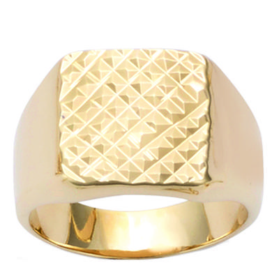 Signet Ring Gold Plated 'Charles' Golden - 13x12 Mm