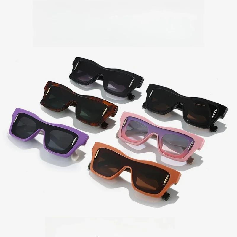 European American Retro Square Sunglasses Personalized Thick Frame Unisex Classic Splicing Color Trendy Glasses