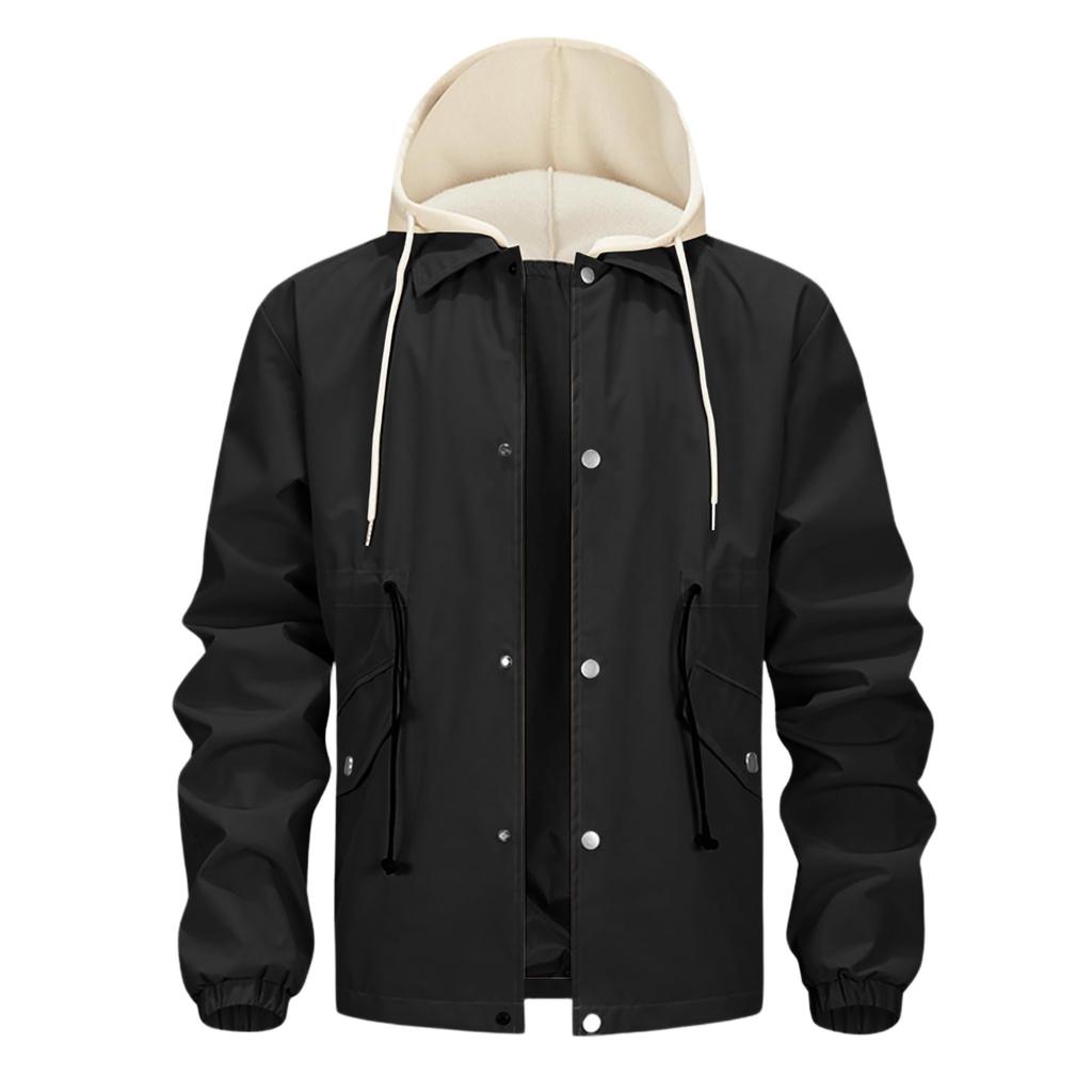 Men'S Loose Jacket Fashionable Multi Pocket Hooded Jacket