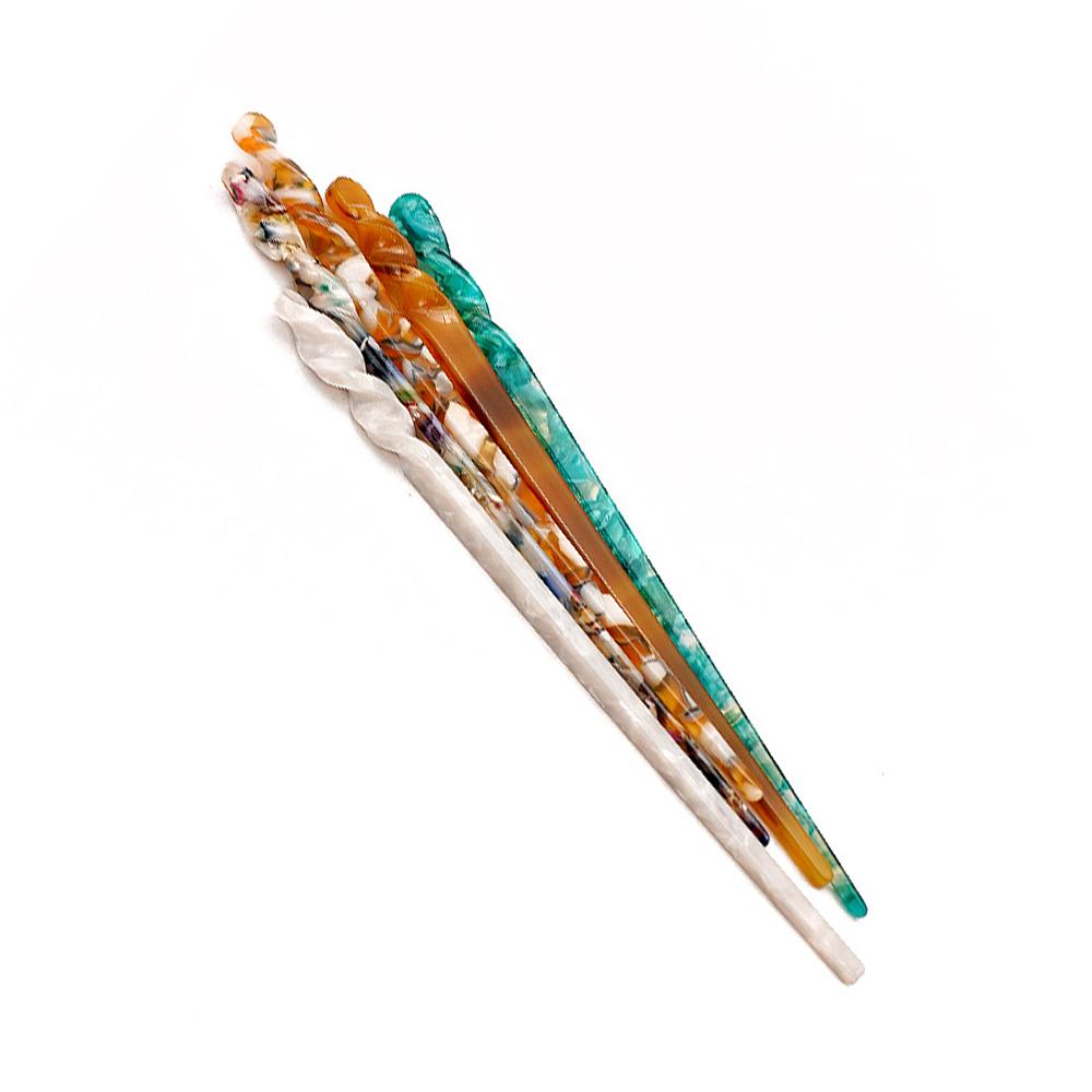2PCS Chinese Style Hair Sticks Vintage Acetate Resin Chopstick Women Hairpins   Pin Headwear Wedding Hair Jewelry Accessories