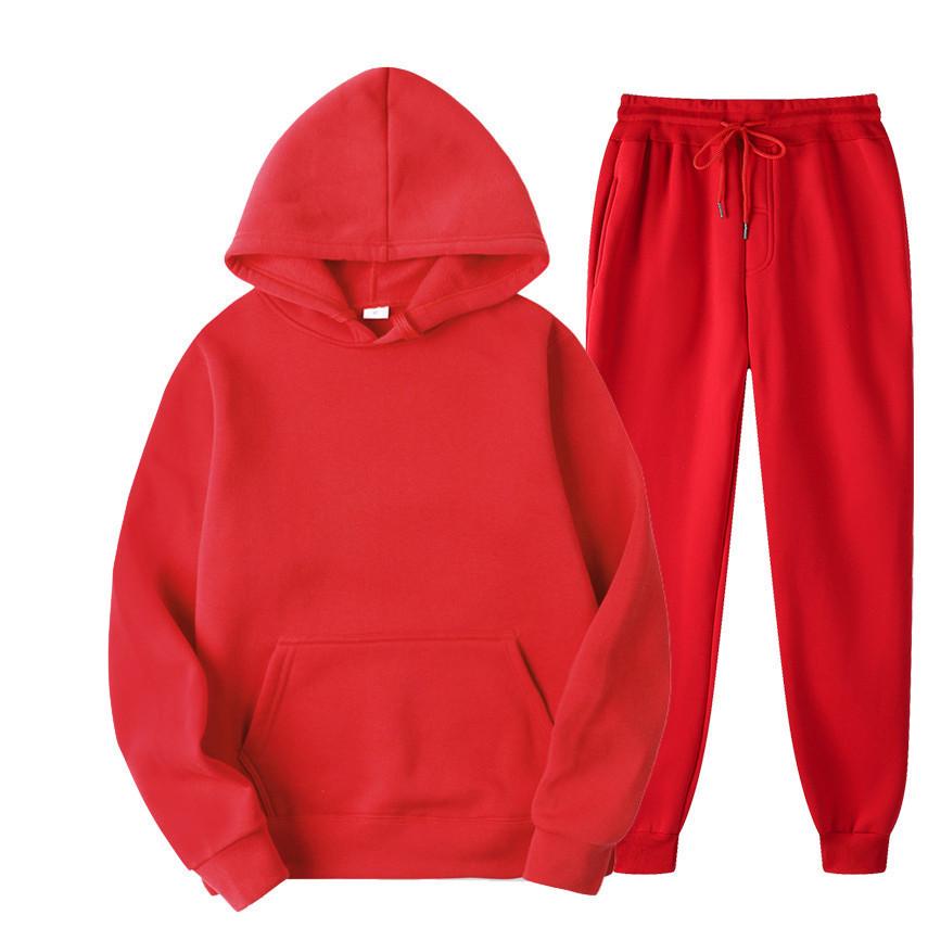 Unisex Sports Fleece-Lined Hoodie & Sweatpants Set with Custom Logo Option