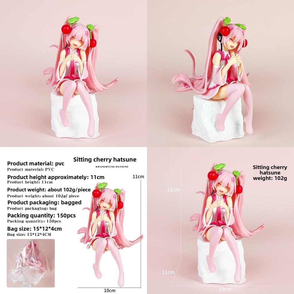 Sitting Posture Hatsune Miku Pvc Action Figure With Assembly Capability And Sakura Theme For Room Decoration And Gifts