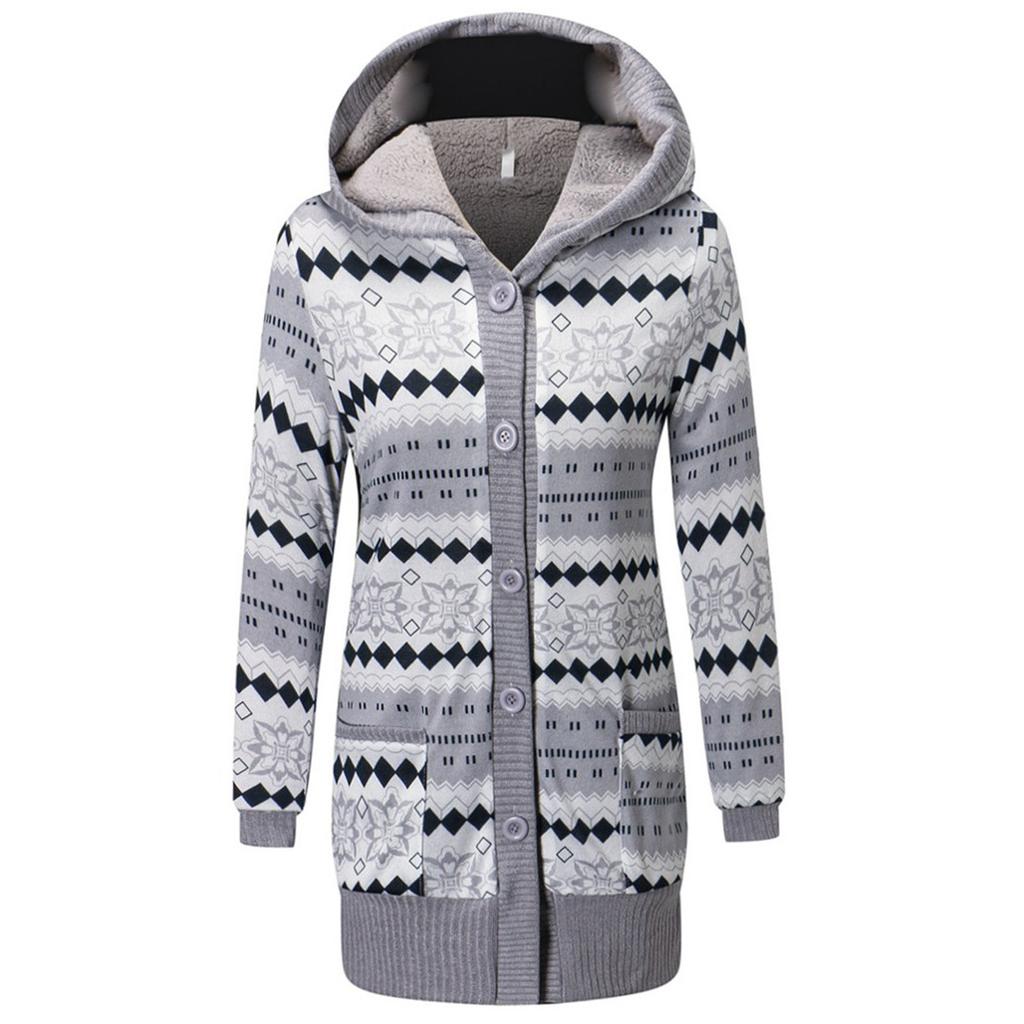 Dámský módní fleecový kabát s kapsami, na knoflíky, s dlouhým rukávem, s kapucí, volný