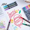 Radiating Lines Markers Dual-Tip Metallic Outline Pens Fluorescent Marker with Colorful Borders Paint Smooth Tip Highlighters for Cards Crafts & Notes
