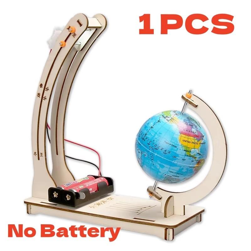 DIY Earth Model Day Night Cycle Science Kit STEM Educational Physics Learning Globe Wooden Handmade Toy for Kids Classroom