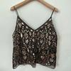 Women's Summer Sequin Beaded Deep V-Neck Crop Cami – Sparkly Sleeveless Layering Tank Top, Sexy Slimming Clubwear