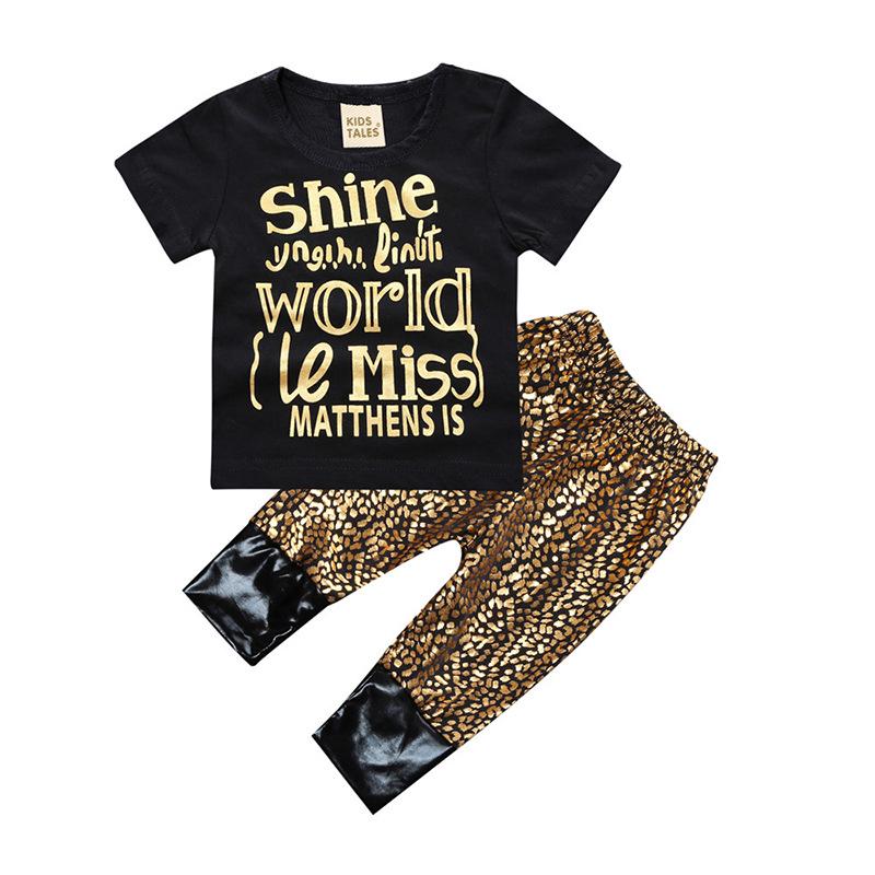 Spring & Summer INS Style Baby & Kids Short Sleeve Printed T-Shirt and Pants Set