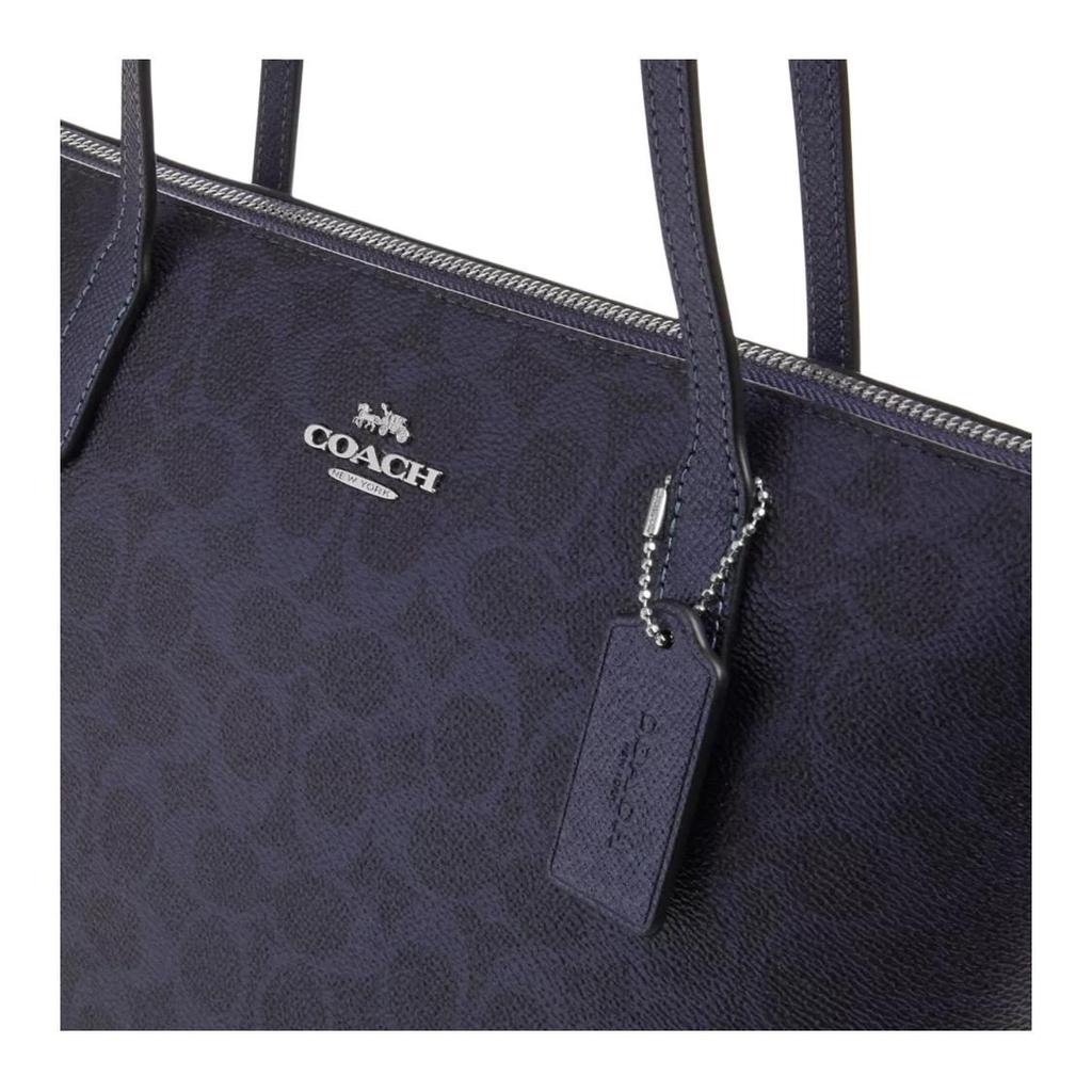 Coach Fiona beschichtetes Canvas und Glattleder Umhängetasche Mittel Damen Marineblau CW396-SBLNV