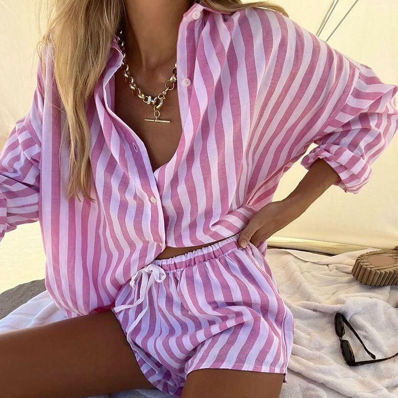 

Tops and Shorts Suit Lounge Two Pieces Set Tops Shorts Casual Two-Piece Suit Green XL