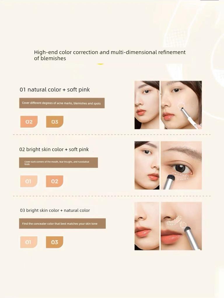 Kato Triple Cheese Concealer High Coverage Soft and Skin-Friendly Finish No Streaks No Smudging Boxed Packaging Brightens Skin Tone