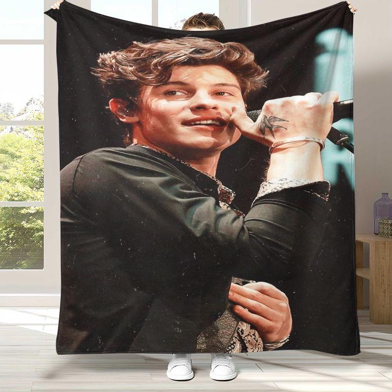 Fashion Shawn Mendes Handwritten Singer Flannel Blanket,Ultra Soft Plush Throw for Home Bedroom Bed Sofa Cover Office Picnic