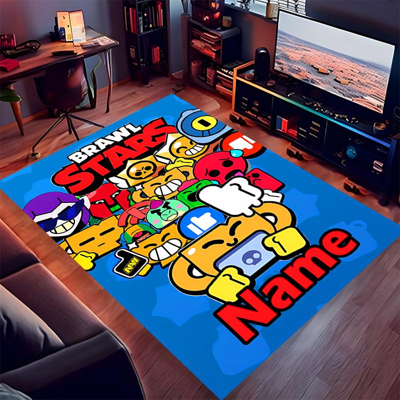 Custom Personalization Brawl Stars Print Area Rug - Soft, Washable Non-Slip Indoor Mat,Living Room,Home&Office Decorative Rug