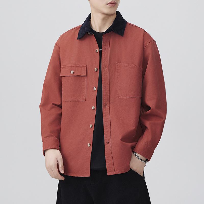 Spring New Japanese Retro Men's Loose Long-sleeved Casual Cotton American Work Shirt