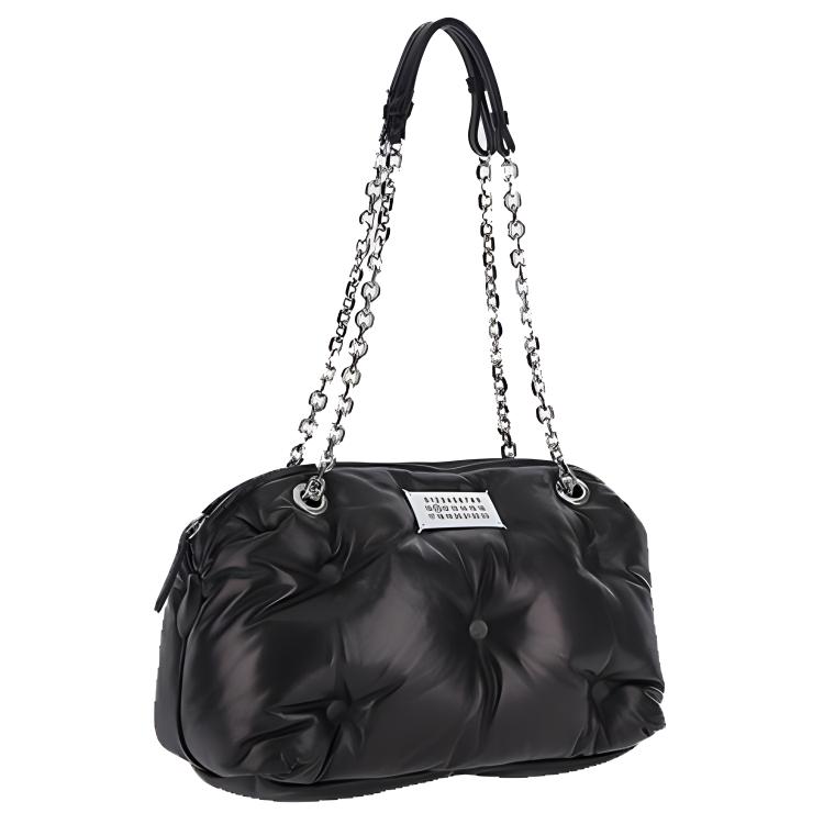 Maison Margiela Glam Slam Bowling Lazy Style Quilted Lambskin Cloud Pillow Handbag Women Handbags Black S56WG0182P4300T8013