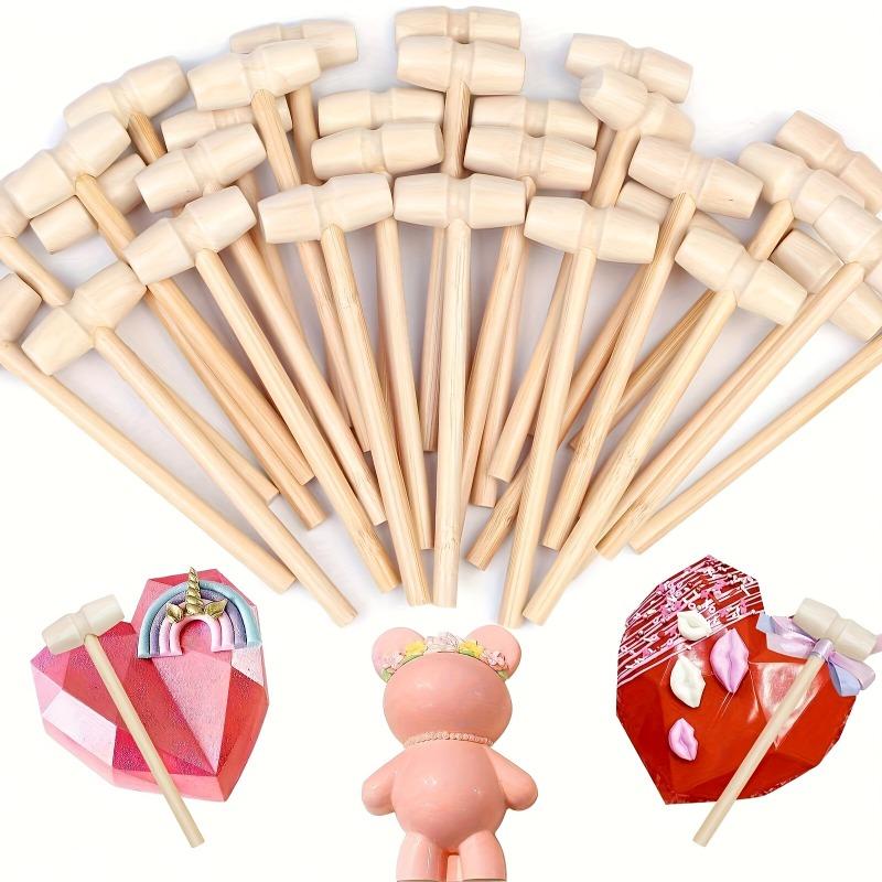60pcs Mini Wooden Hammers Small Wooden Mallets for Breakable Chocolate Handcrafted Tool for Breakable Heart Crafts & Party Games