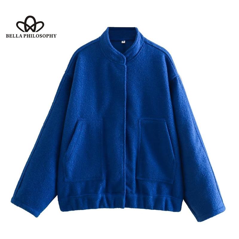 

15-цветная свободная повседневная куртка Street Y2K Куртка с воротником-стойкой и пуговицами L темно-синий