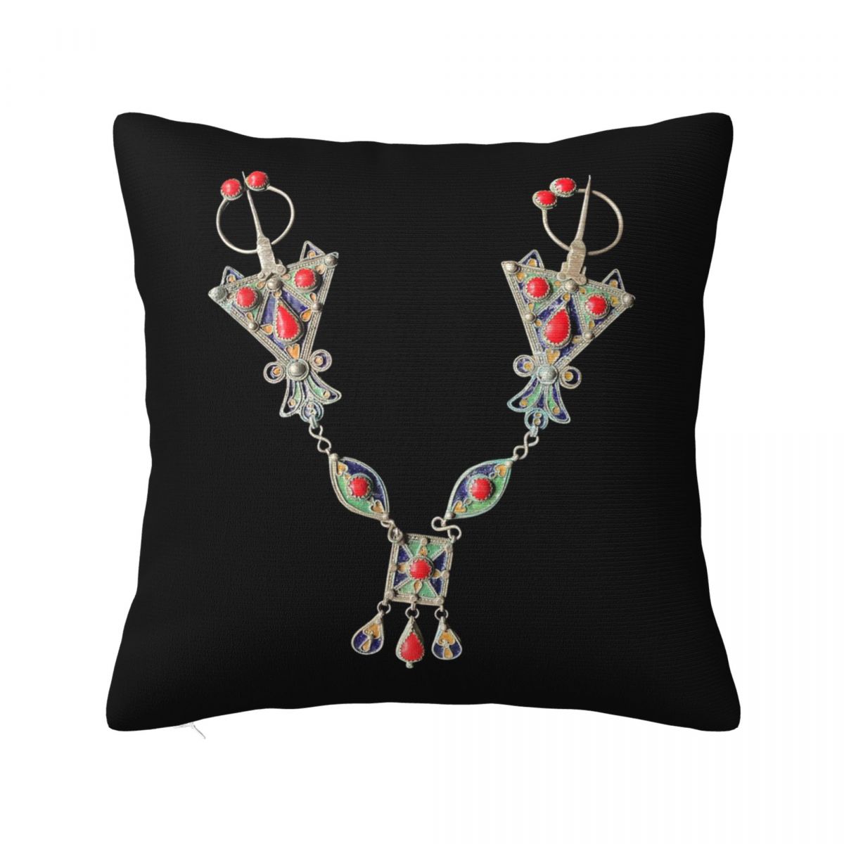 

Kabyle Jewelry Amazigh Pillowcase Cushion Comfort Throw Pillow Sofa Decorative Cushions Used for Home Bedroom Living Room 22x22Inch