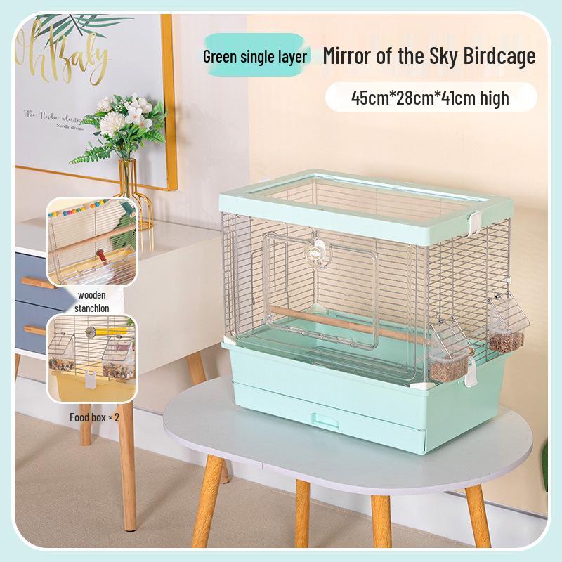 

Transparent Acrylic Birdcage for Budgies, Cockatiels & Peonies - Large Landscape Design