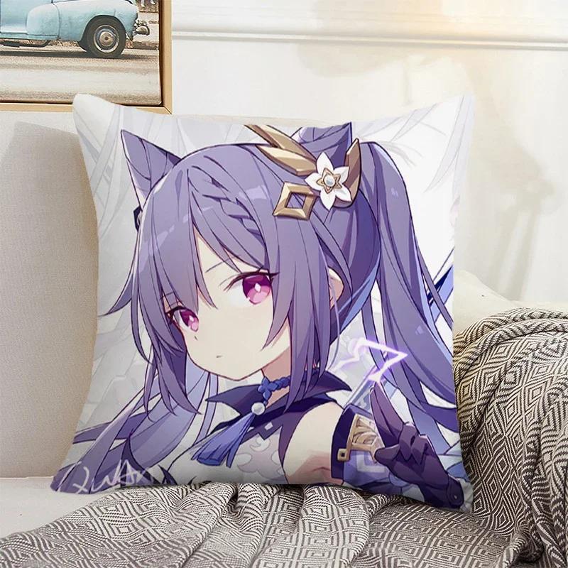 Genshin Impact Cushion Cover 45*45 Pillow Covers Decorative Sofa Cushions Pillowcase  Pillows Decor Home Pillowcases