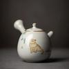 230ml Chinese Ru Kiln Side Handle Teapots Handmade Cute Cat Pattern Ceramic Kettle Travel Portable Filter Tea Pot Home Tea Set