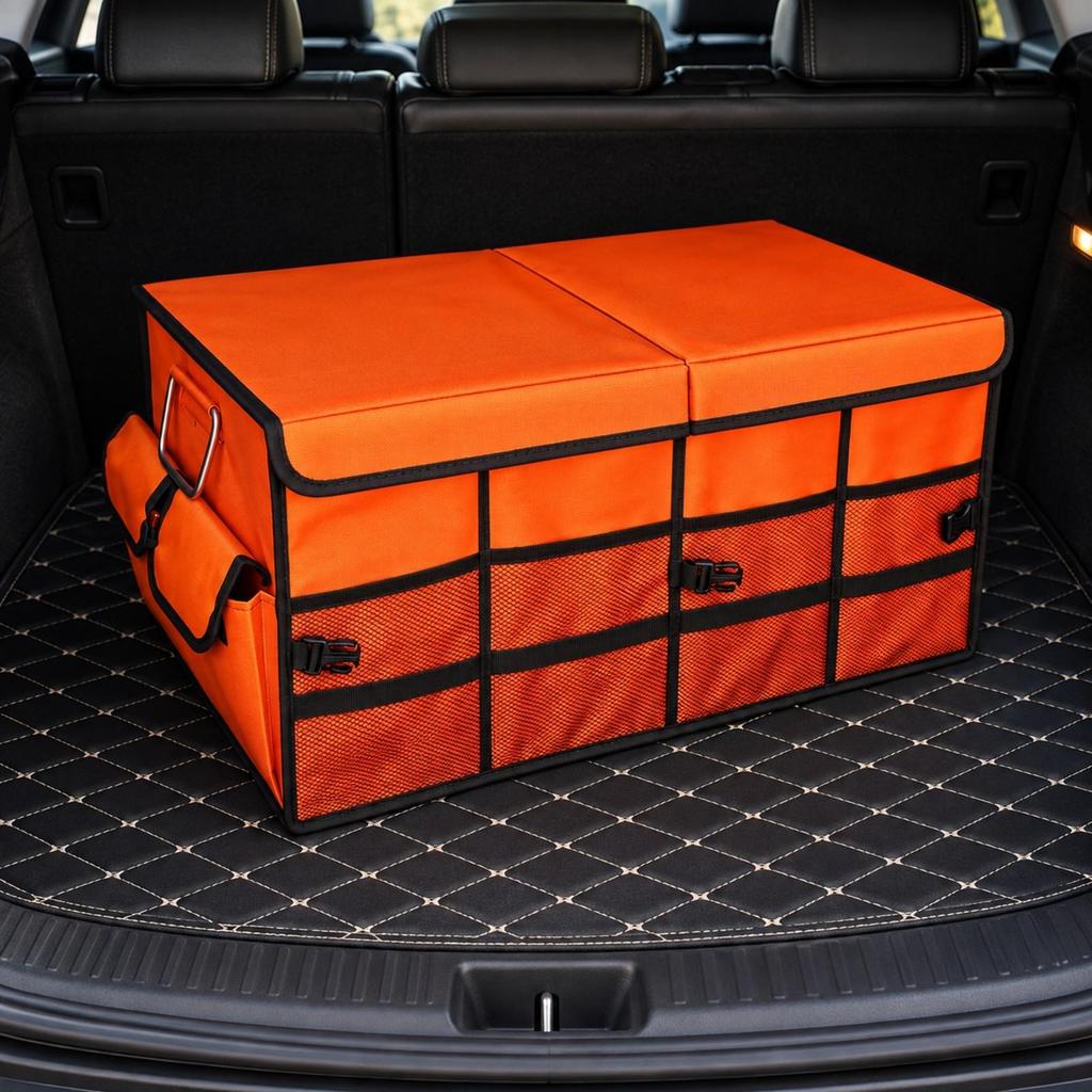 Automotive Trunk Storage Organizer Structured 66L with Mesh Compartments