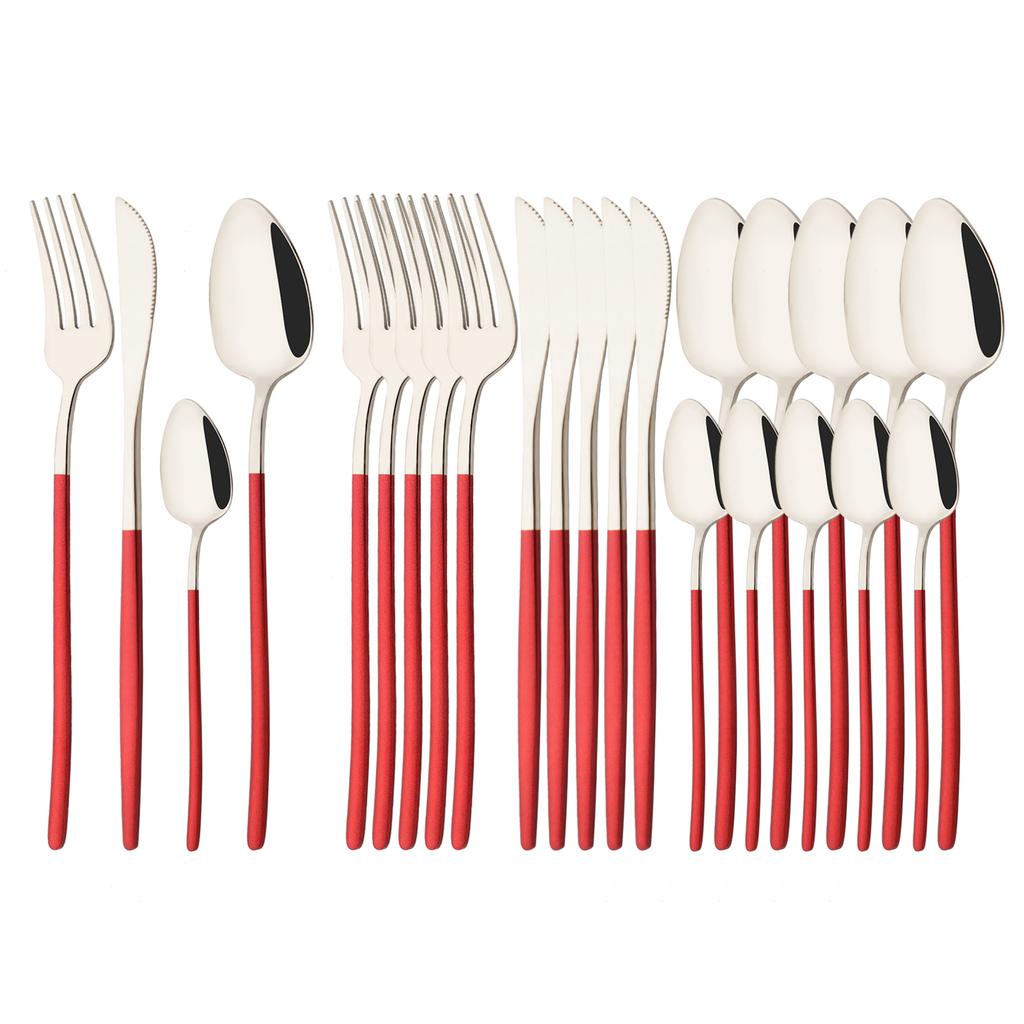 Rainbow 18/10 Stainless Steel Dinnerware Set Kitchen Flatware Tableware Sets Knife Fork Spoon Tea Spoon Cutlery Set Service for 6