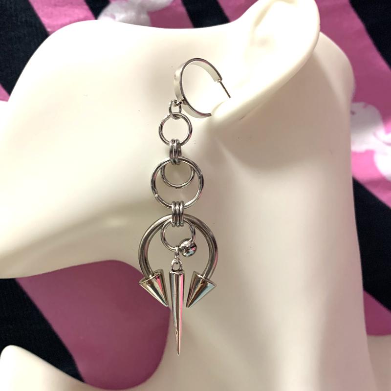 1 pereche de bijuterii grunge rock, lanțuri, cercei cu nituri cusute pentru femei, cercei gotici de modă coreeană, brelocuri, accesorii punk