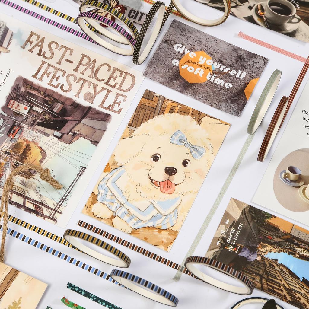 YUBX Masking Große Sammlung von Grundmustern Washi Geometrisch Hochdetailliertes Design für DIY-Geschenke und zum Verzieren von Geschenken Klebeband, 120-teiliges Set, Klebebänder,