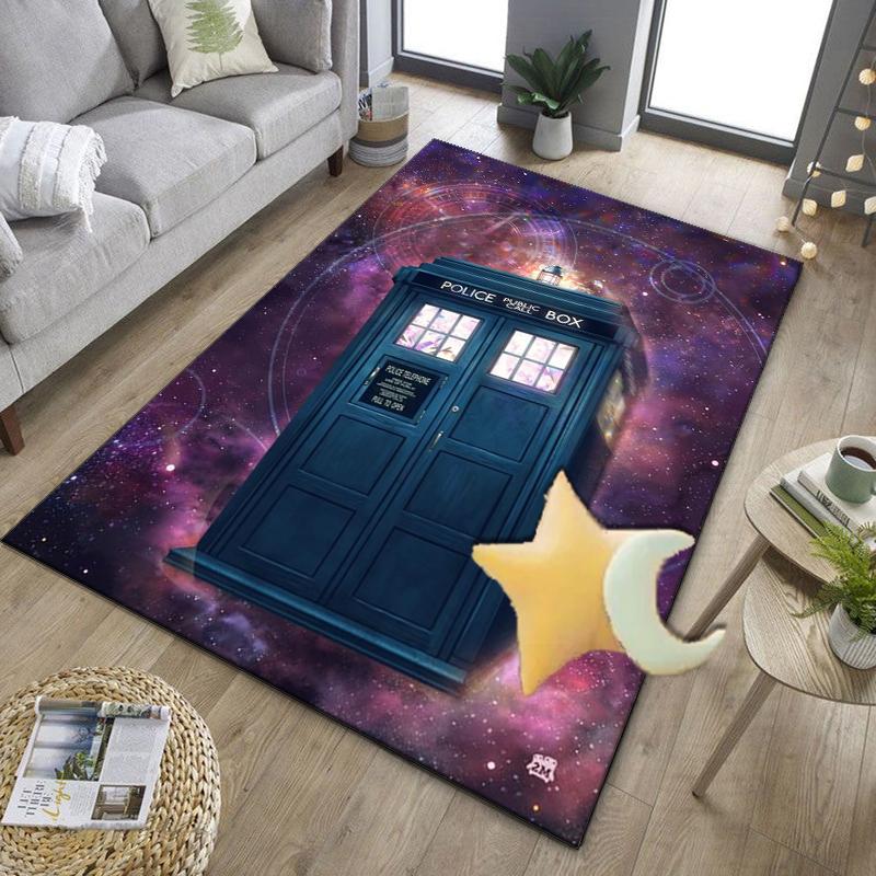 Tardis In Starry Night Office Rug Chair Mat, Game Carpet, Suitable for Front Door, Bedroom, Living Room, Desk, Holiday Gift