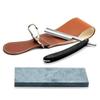 Grandslam Pro Naturlig Trehåndtak 420 Stål Rett Barberkniv Lærstropp Brynesten Side Korning 3000 Vannstein Knivsliper, Brun, 1 Stk