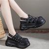Fashion 7CM Microfiber Leather Sandals Slipper Slip On Women Punk Platform Wedge Fashion Flats Buckle Summer High Brand Flats Shoes