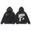 Mens Oversized Streetwear Hoodie With Distressed Zipper Graphic Print Cotton Long Sleeve Pullover Casual Wear