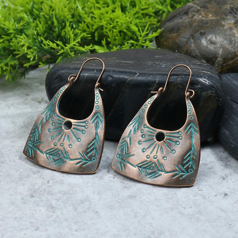 Vintage Boho Blue Stone Beaded Drop Earrings For Women Tassel Ethnic Geometric Flower Leaf Long Dangle Earrings Trendy Zircon