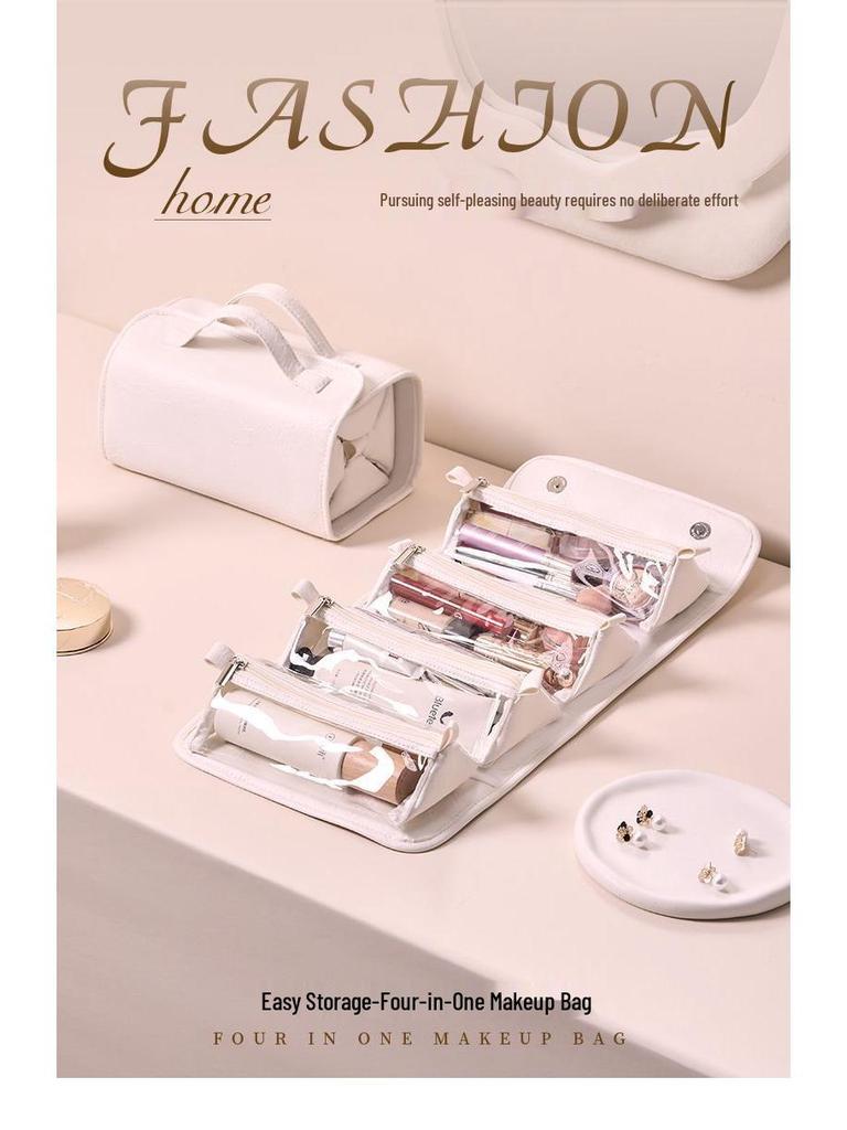 Removable Foldable Waterproof Makeup & Toiletry Bag with Wet/Dry Separation and Four Compartments