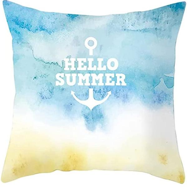 Summer Hot Style Ocean Style Pillow Beach Shell Pattern Blue Pillow Case Home Sofa Pillow Case Cushion Cover