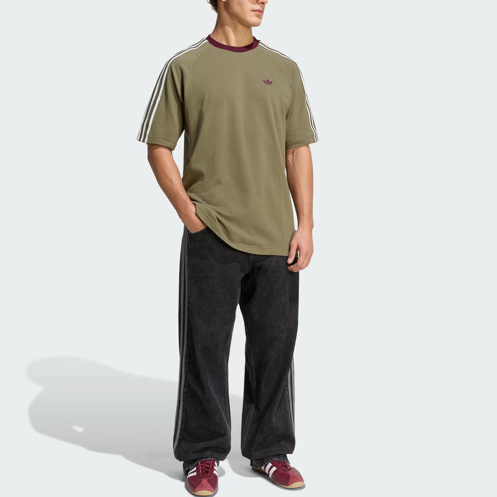Adidas Originals T Shirts Men's Strata Olive Green Crew Neck Moderate KV4446