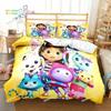 Gabby's Dollhouse Cartoon 3D Bedding Set Printed Single Comforter Quilt Bed Duvet Cover Pillow Case 3 Pieces Set Kids Adult Size
