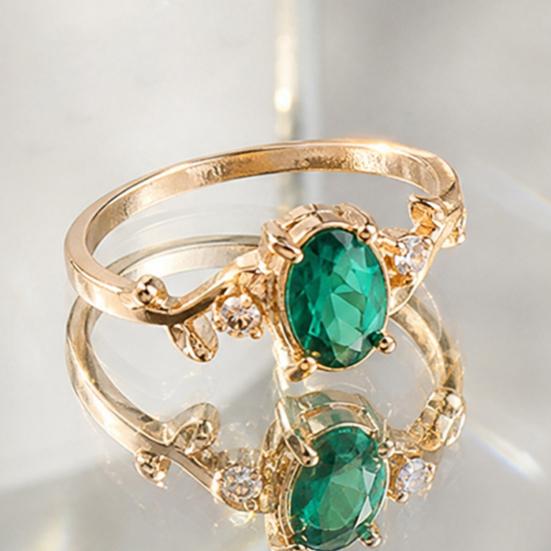 9Pcs/Set Women Ring Set, Multiple Styles Adjustable Stacking Rings, Stackable Finger Band with Green Rhinestones Inlay for Jewelry Gift