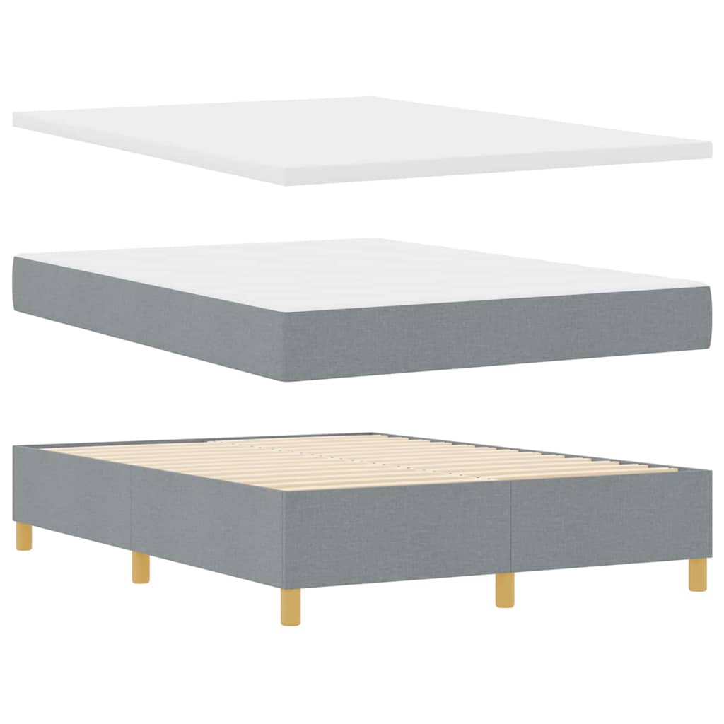 Box Spring Bed with Headboard Light Grey 200 x 140 cm Fabric