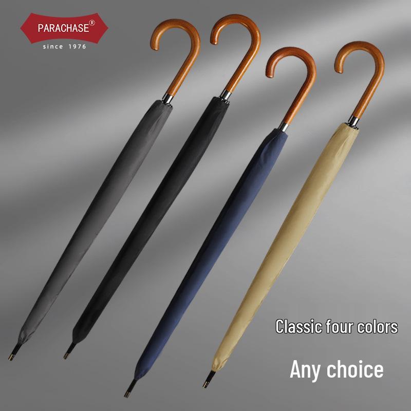 PARACHASE Retro Pánský Velký Minimalistický Deštník - Trendy Dvouosobový Deštník s Dlouhou Rukojetí a Automatickým Otevíráním