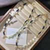 Vintage Strong Light High Quality Natural Baroque Pearl Blue Quartzite Necklace Collarbone Chain Autumn And Winter