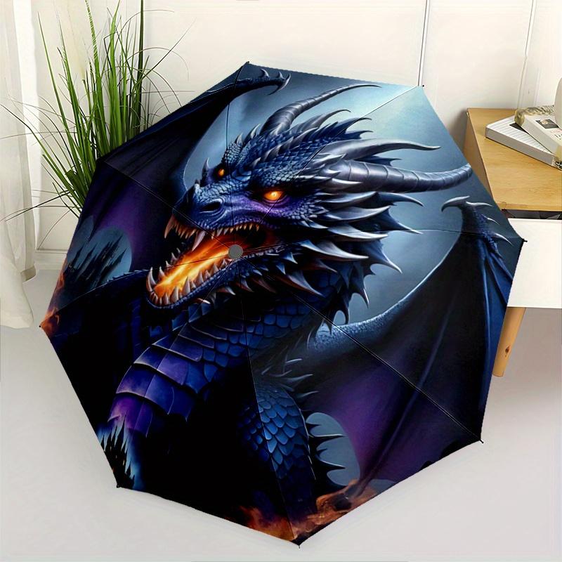 1pc Dragon Themed Automatic Opening and Closing Umbrella - Lightweight 3-Fold Design, Suitable for Fans, Travel, Daily Use, Interesting Shape, Co