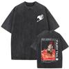 T-shirt Vintage Lavé Anime Fairy Tail T-shirt Graphique Dessin Animé Erza Scarlet Hommes Femmes Manga Streetwear Rétro T-shirts Oversize