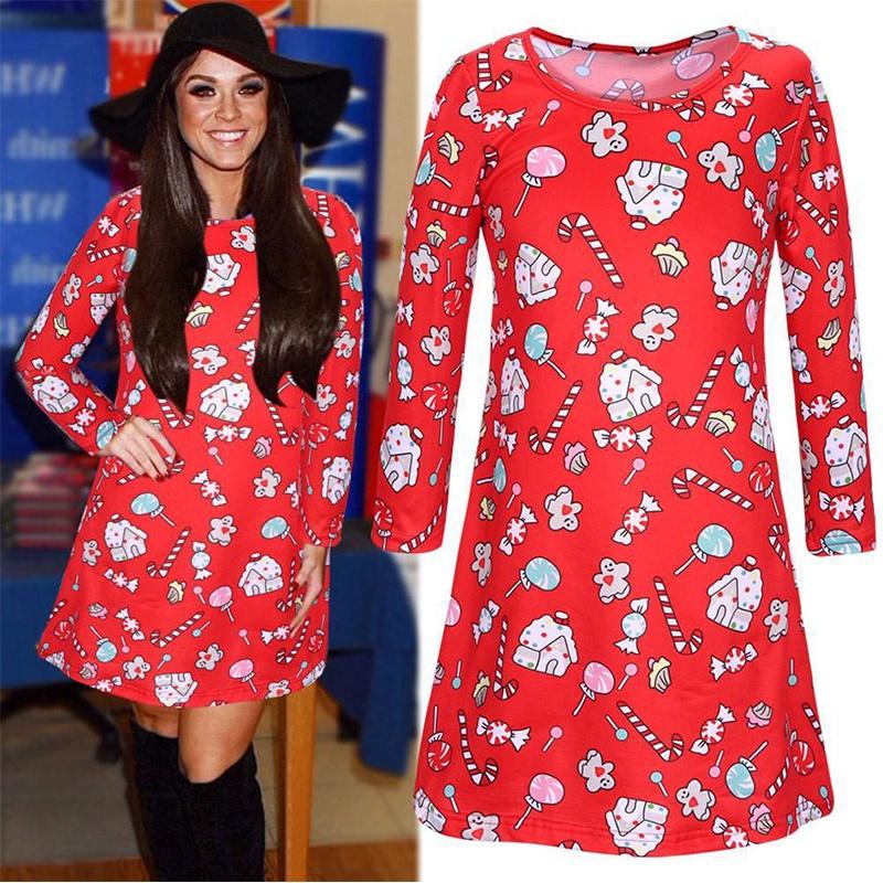 Charming Girls Children Christmas Dress Featuring Elegant Santa Bow Print For Mothers And Daughters