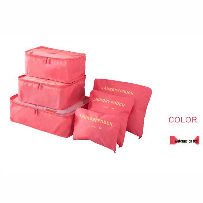 Korean Style Travel Bag Set - 6-Piece Oxford Cloth Organizer for Clothes, Underwear, and Shoes