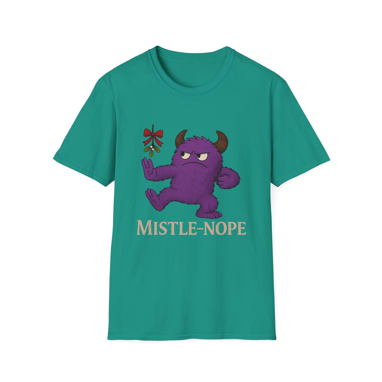 Unisex Softstyle T-Shirt Mens Womens Tees Top Purple Monster Mistle-Nope Christmas Boundaries Humor L